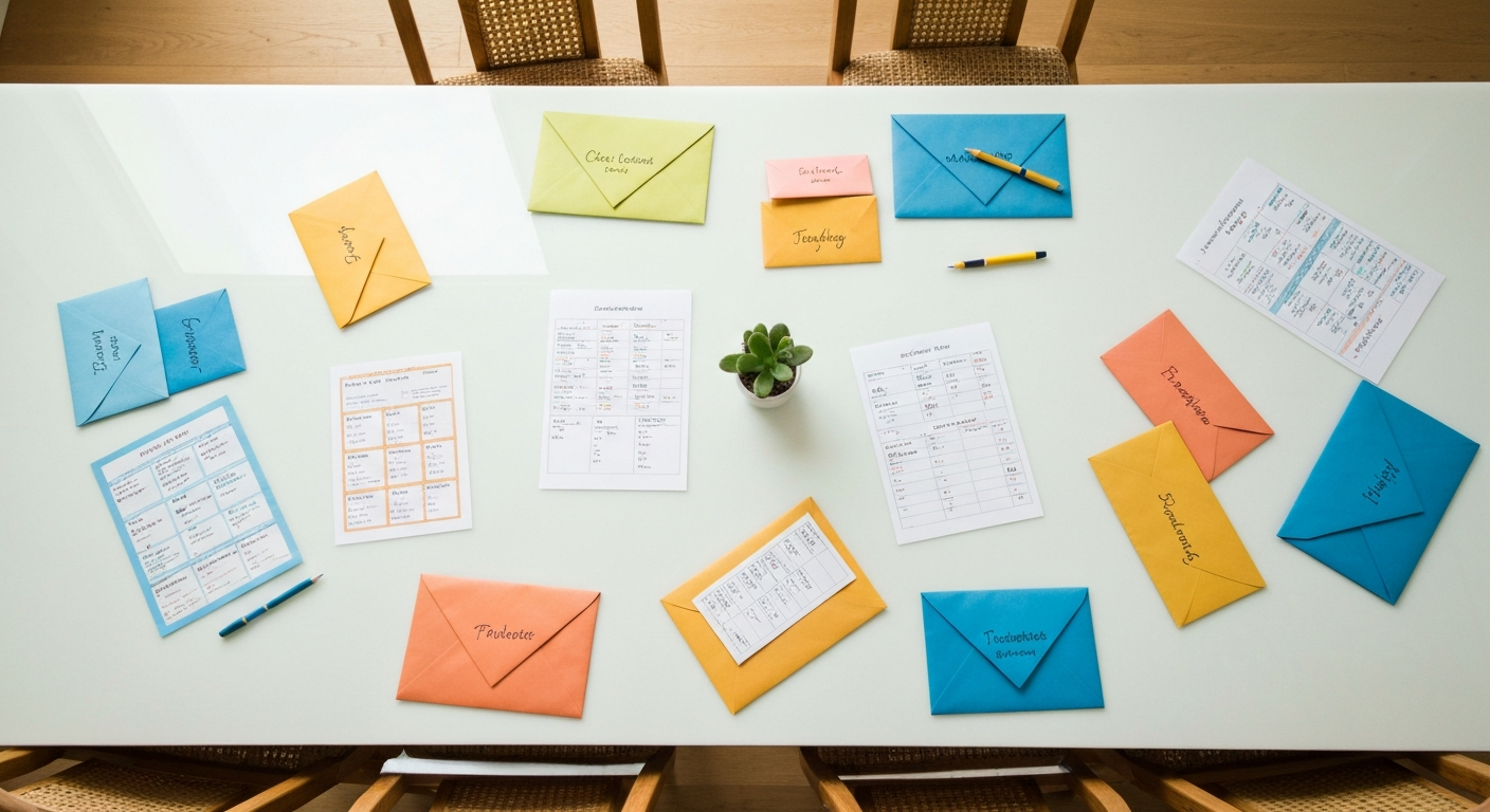 Charts and envelopes for budgeting