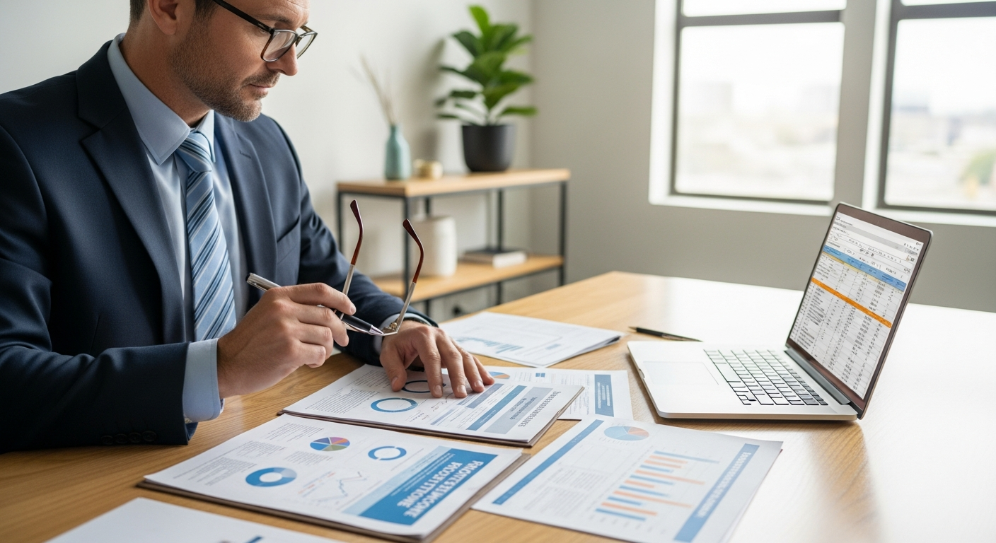 Professional reviewing retirement plans