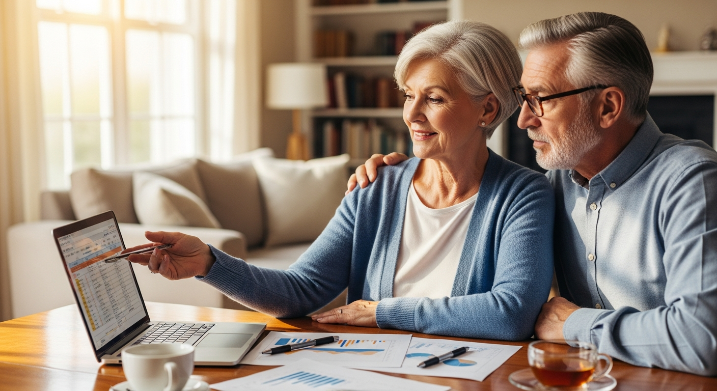 Couple discussing savings plan